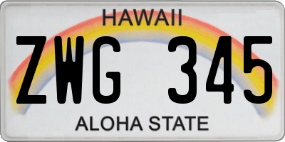 HI license plate ZWG345