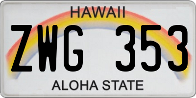 HI license plate ZWG353