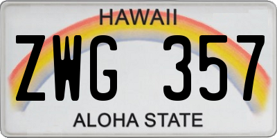 HI license plate ZWG357