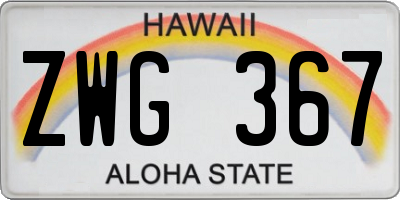 HI license plate ZWG367