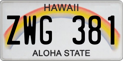 HI license plate ZWG381