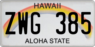 HI license plate ZWG385