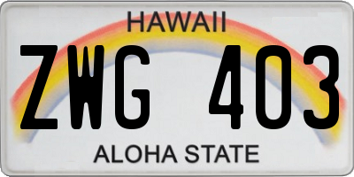HI license plate ZWG403