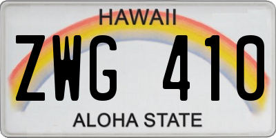 HI license plate ZWG410