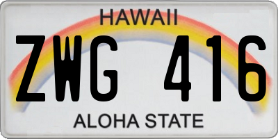 HI license plate ZWG416