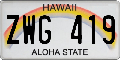 HI license plate ZWG419