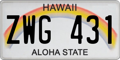 HI license plate ZWG431