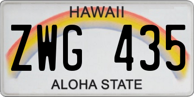 HI license plate ZWG435