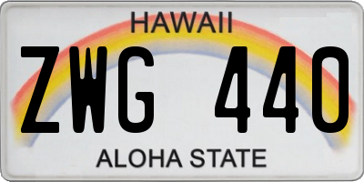 HI license plate ZWG440