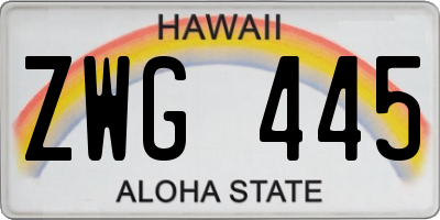 HI license plate ZWG445