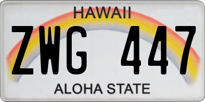 HI license plate ZWG447