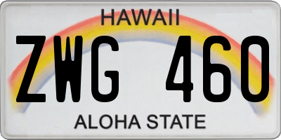HI license plate ZWG460