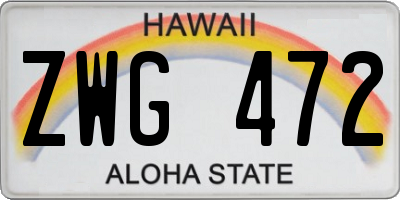HI license plate ZWG472
