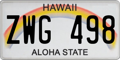 HI license plate ZWG498