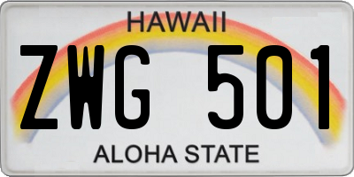 HI license plate ZWG501