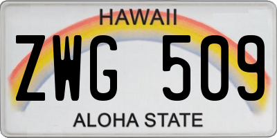 HI license plate ZWG509