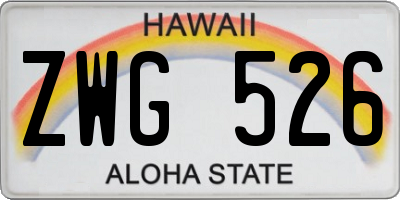 HI license plate ZWG526