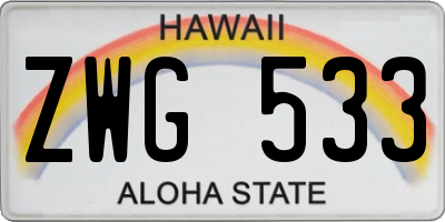 HI license plate ZWG533