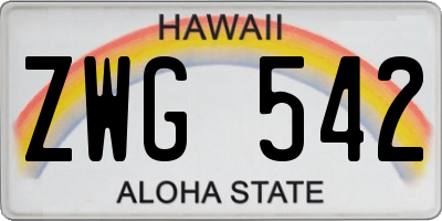 HI license plate ZWG542