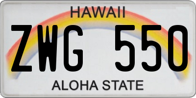 HI license plate ZWG550