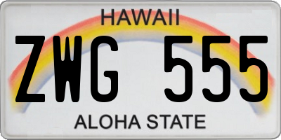 HI license plate ZWG555