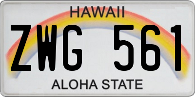 HI license plate ZWG561