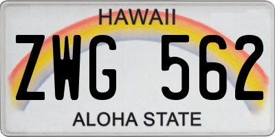 HI license plate ZWG562