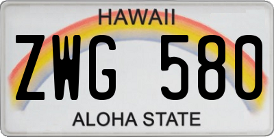 HI license plate ZWG580