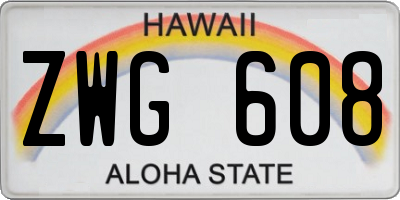 HI license plate ZWG608