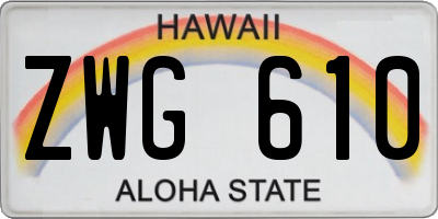 HI license plate ZWG610