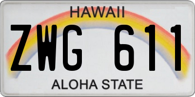 HI license plate ZWG611