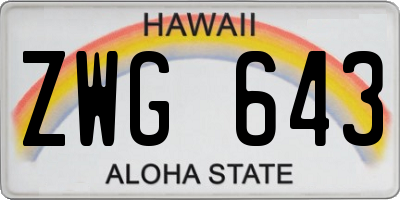 HI license plate ZWG643