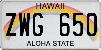 HI license plate ZWG650