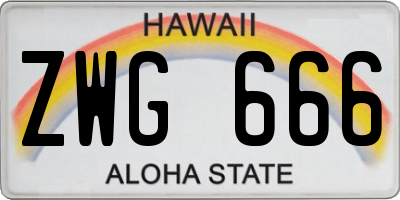 HI license plate ZWG666