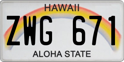 HI license plate ZWG671