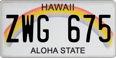 HI license plate ZWG675