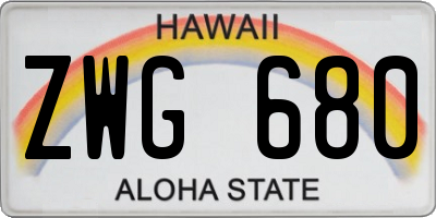 HI license plate ZWG680