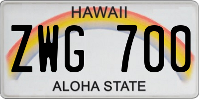 HI license plate ZWG700