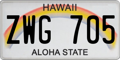 HI license plate ZWG705