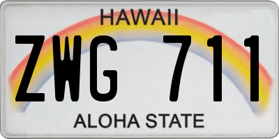 HI license plate ZWG711