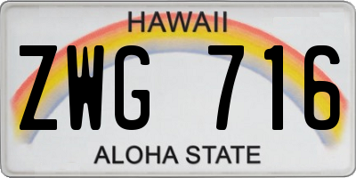 HI license plate ZWG716