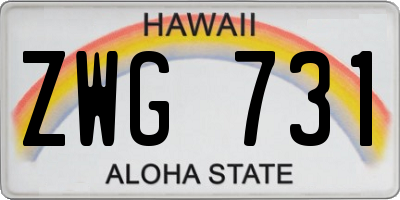 HI license plate ZWG731