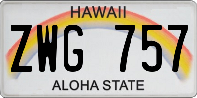 HI license plate ZWG757