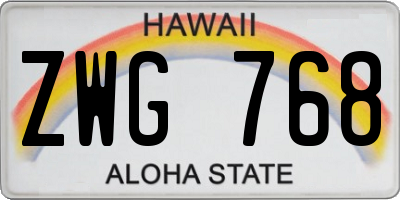 HI license plate ZWG768