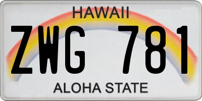 HI license plate ZWG781