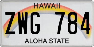 HI license plate ZWG784
