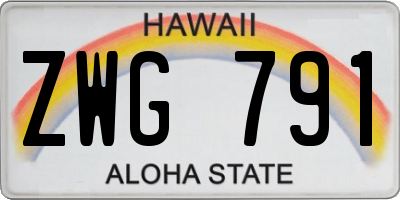 HI license plate ZWG791
