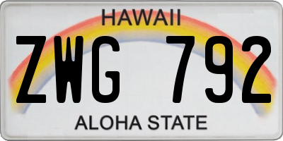 HI license plate ZWG792