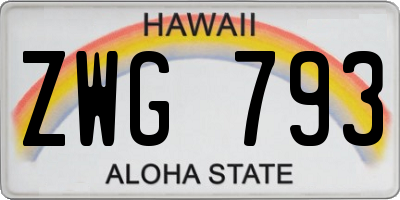 HI license plate ZWG793