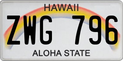 HI license plate ZWG796